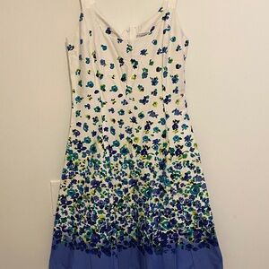 Madison Leigh Floral Dress - White and Blue